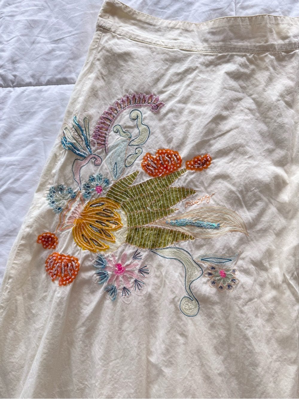 Miss Sixty beige beaded cotton midi skirt - Picture 2 of 3